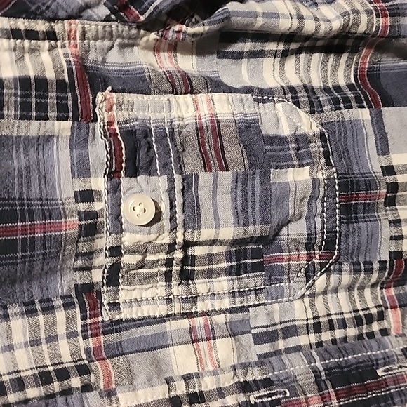 Sze 8 boys short sleeve super cute base plaid button down - Picture 3 of 5